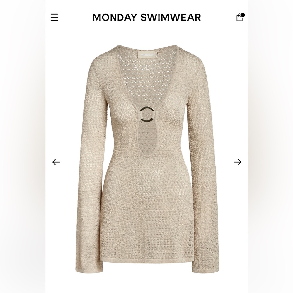 MONTEGO MINI DRESS - CHAMPAGNE LUREX LACE CROCHET